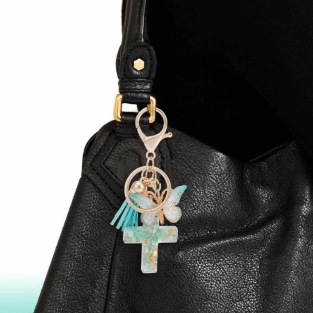 Tassel Butterfly Keychain Resin Bag Hanging Funny Cross Pendant Keychain Key Decor