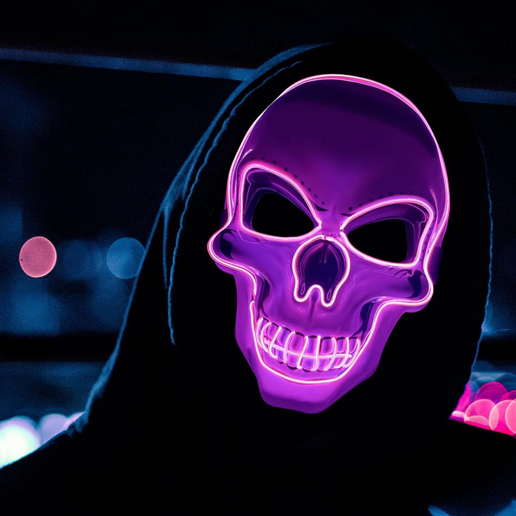 Хэллоуин светодиодный светящийся полный защитный шлем ужас скелет голова косплей реквизит для вечеринки