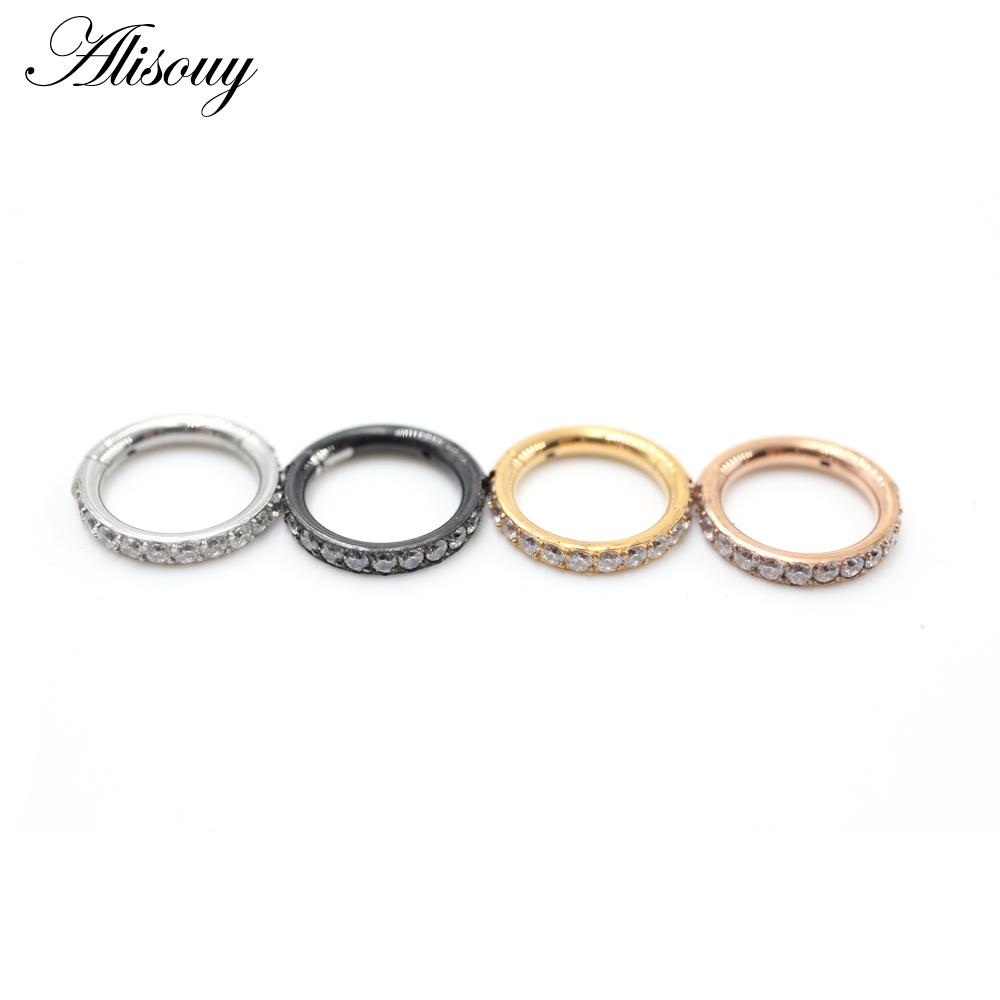 Alisouy 1 шт., хирургическая сталь, циркон, обруч для ушей, серьги на козелок, спираль, хрящ, серьга, кольцо-кликер, кольцо в носу, ювелирные изделия для пирсинга