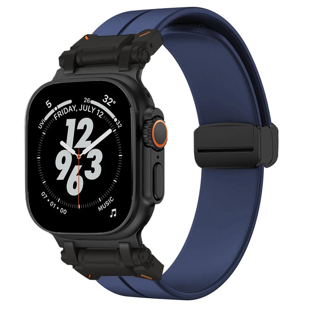 Силиконовый ремешок-петля для Apple Watch Ultra 2 49 мм 10 46 мм Спортивный магнитный браслет для iWatch Series 9 8 7 45 мм 6 5 SE 44 мм