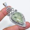 Prehnite Gemstone Handmade 925 Sterling Silver Jewelry Pendant 2.96" SU-9928