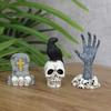 3шт Хэллоуин садовые украшения жуткий ворона череп призрак руки надгробия скульптуры готический скелет фигурка для внутреннего и наружного украшения