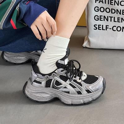 Женские осенние кроссовки 2025 года с легкой толстой подошвой и папиным силуэтом - Универсальная повседневная обувь для бега