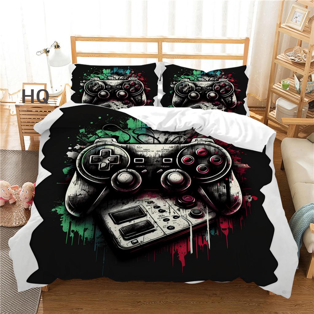 Комплект постельного белья с 3D-плеером, игровая ручка, пододеяльник, наволочка, 2/3 шт., подходит для любителей игр, для мальчиков, для мужчин, для комнаты, на молнии, украшение для дома