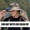 Солнечная охлаждающая кепка-вентилятор для улицы с регулируемым козырьком - Солнцезащитная кепка с защитой от УФ для пляжа, походов, улицы, спорта, рыбалки