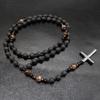 Элегантное ожерелье с крестами из бусин и камнями тигровый глаз для мужчин, религиозный подарок, унисекс, духовное ожерелье