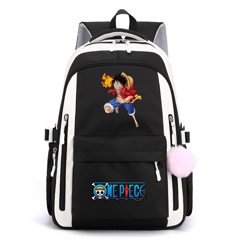 One Piece Anime Super Novice Luffy Printed Canvas School Backpack Teens High Capacity Travel Bag