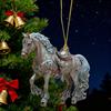 Horse Ornament Sparkly Rhinestone Horse Christmas Tree Ornament 2D Acrylic Pendant Holiday Keepsake Gifts for Women Girls Horse Lovers