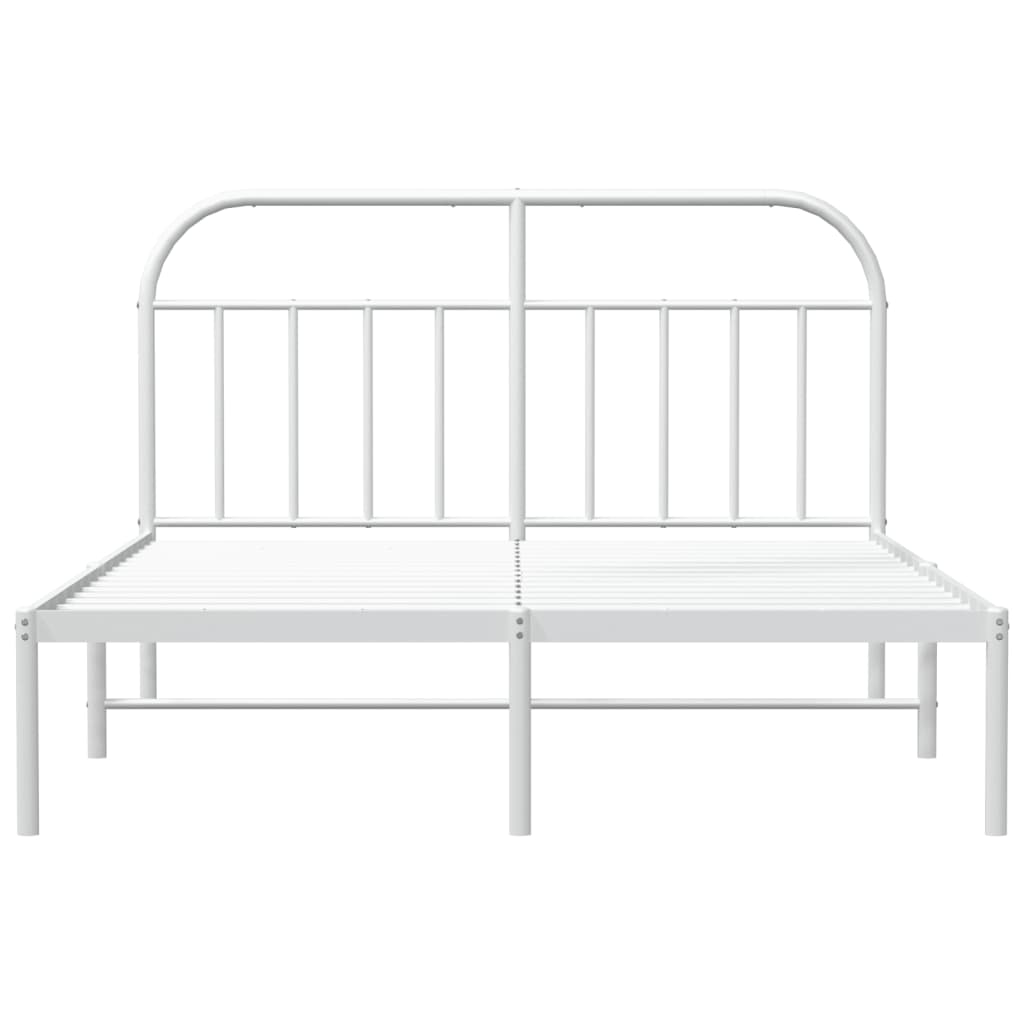 Vidaxl Металлическая Рама Кровати С Изголовьем, Белая, 140X190 См