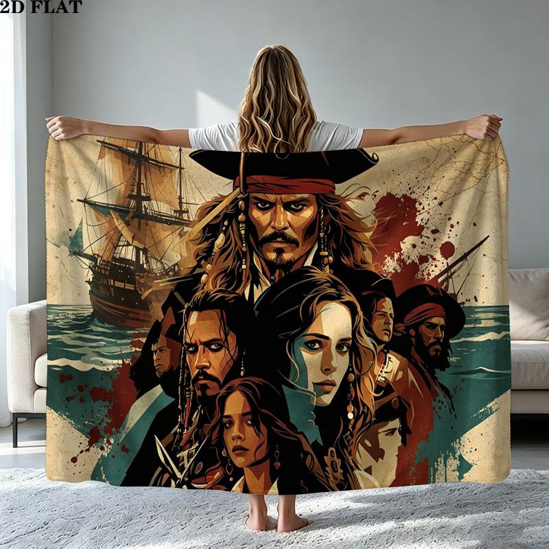 Captain Jack Print Flannel Blanket High Quality Warm Comfortable Cover for All Seasons Perfect for Gifts Home Decor
