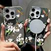 Для Magsafe Magnetic Yulan Flower Pattern Shell для iPhone 16 Pro 15 14 Plus 13 12 Pro Max 11 Мягкий TPU ударопрочный однотонный тонкий задний чехол