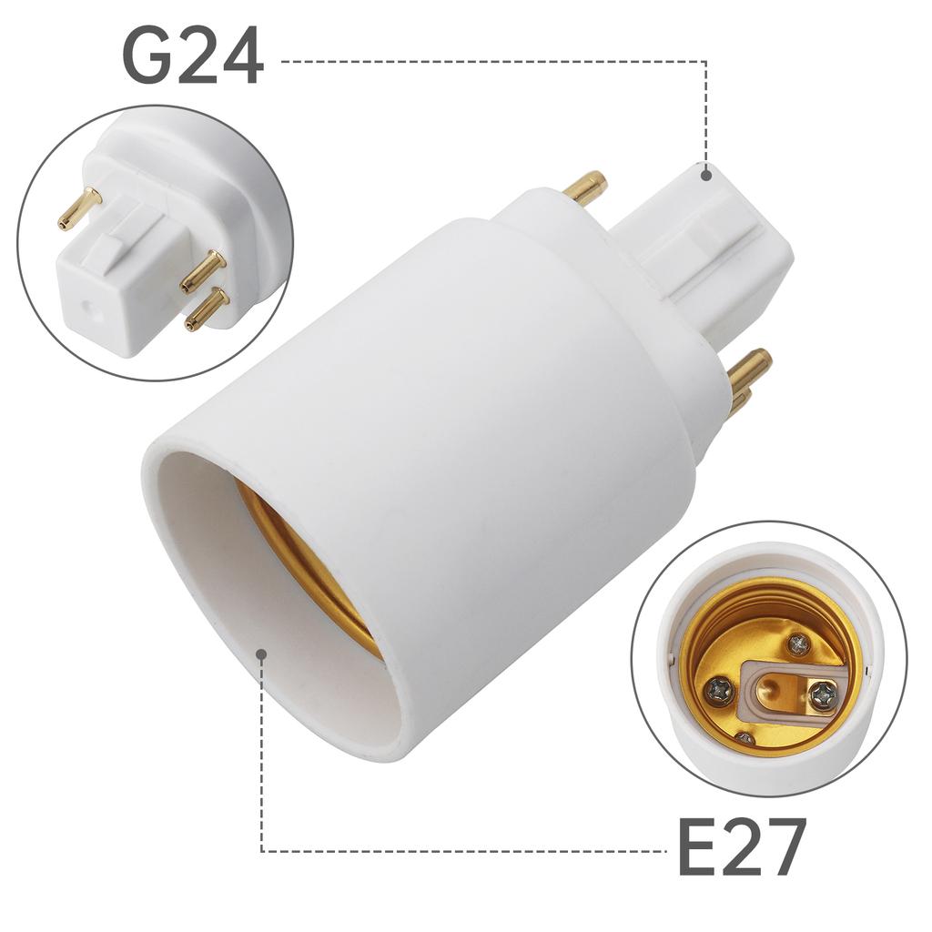 Керамический адаптер патрона G24 на E26 E27 2-контактный 4-контактный Gx24 Короткий тип Сверхпрочный Надежное соединение Компактный дизайн