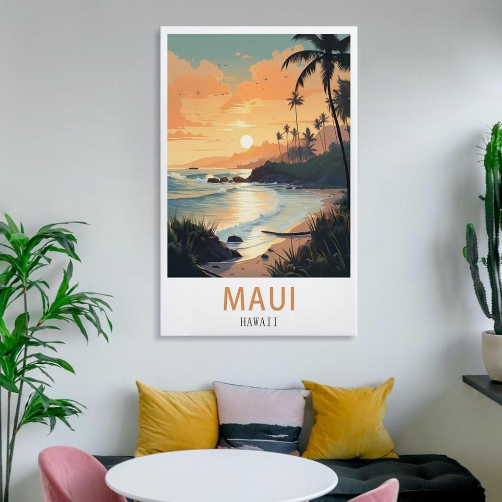 LNUYITR Hawaii Maui Vintage Travel Posters 08x12inch(20x30cm) Canvas Art Posters And Wall Art Picture Prints Modern Home Bedroom Decor Posters
