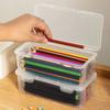 Pencil Storage Box, Transparent Stationery Box, Plastic Children's Desktop Pen Holder, Colored  Crayons, Colored Pen Bag, Marker Pen