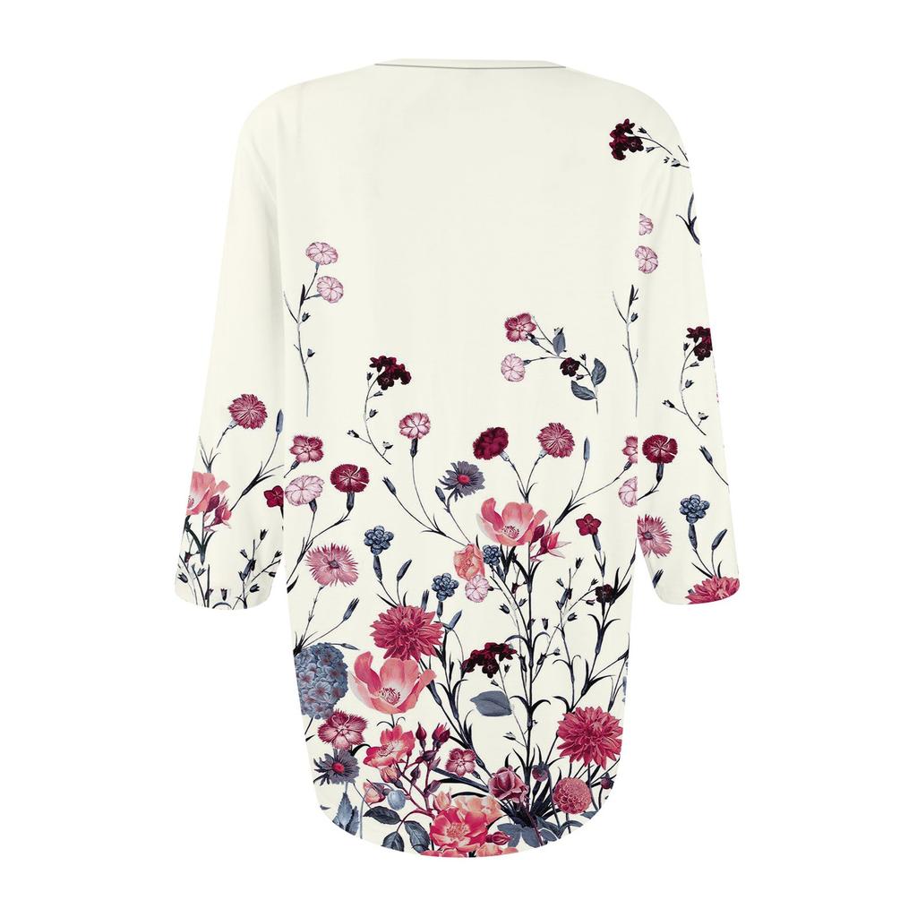 Женские топы с V-образным вырезом и рукавом три четверти в полоску, плиссированные, повседневные, летние, модные, рубашки