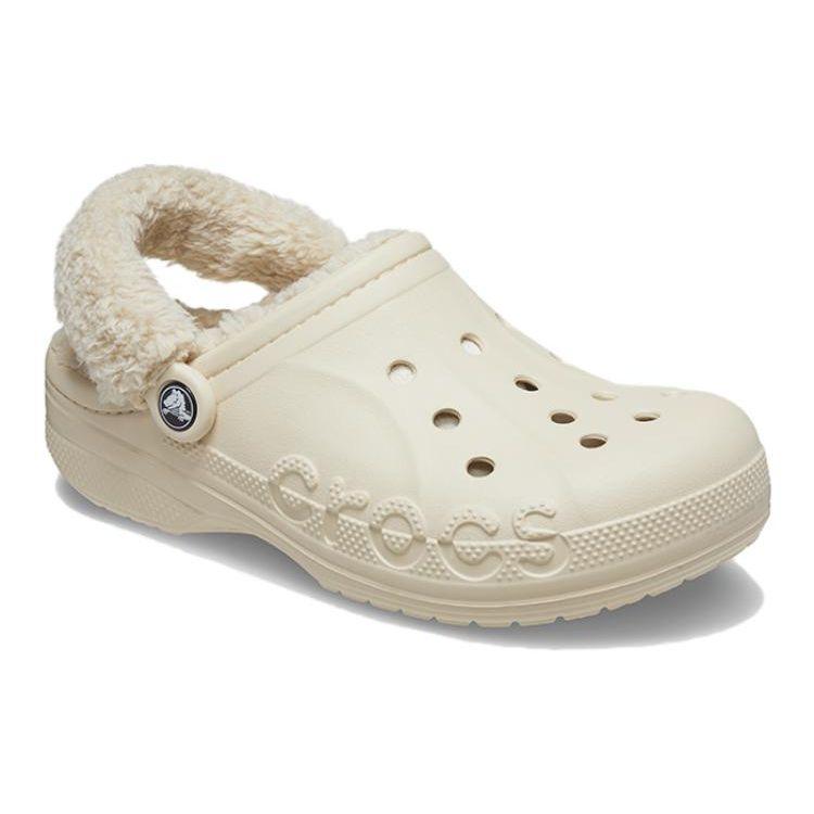 Crocs Сабо унисекс с ремешком Baya Lined Fuzz Strap Clogs белые 206633-11S
