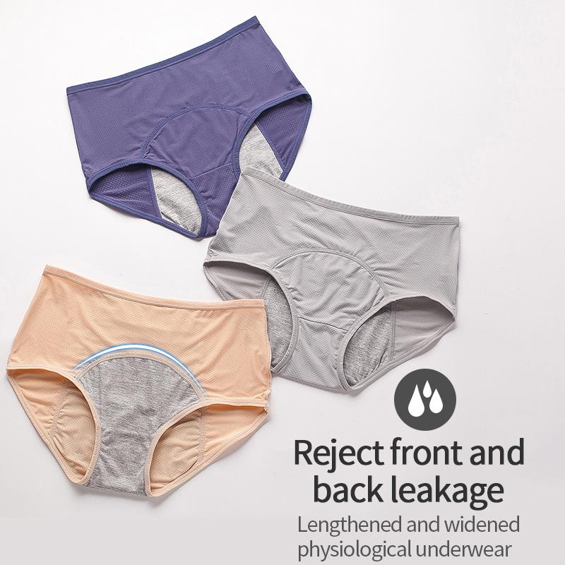 4Pieces/Lot Large Size Mesh Breathable Before and After Menstruation Leak-Proof Pants Medium and High Waist Underwear for Women Briefs
