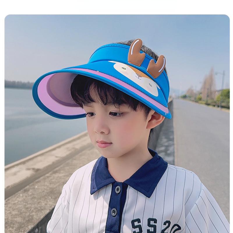 Kids' Hats Summer with Fan Sun Hats Boys Girls Sun Hats Cartoon Cute Sunblock Empty Top Hats