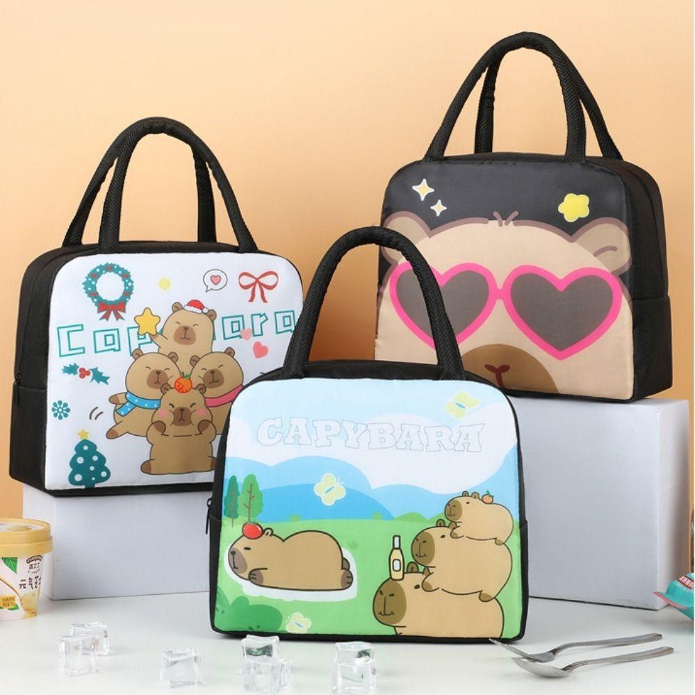 Мультяшная капибара Сумка для обеда Изолированный контейнер для еды Портативная термосумка для школы Экологичная сумка-тоут для еды для детей