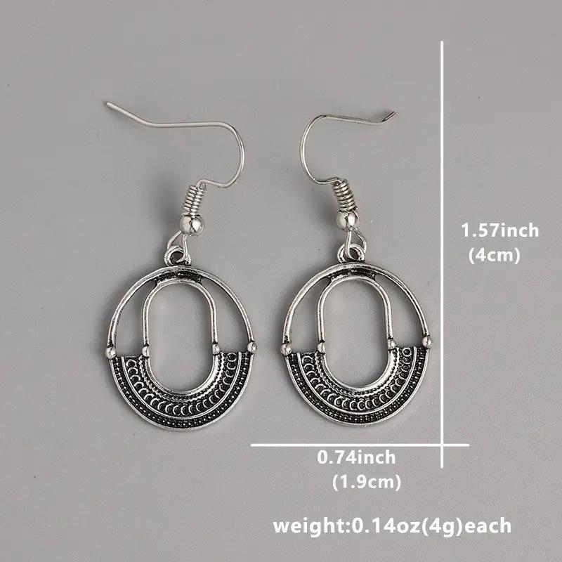 Креативные полые серьги для женщин, ювелирные изделия серебряного цвета, винтажный богемный стиль, индивидуальный стиль