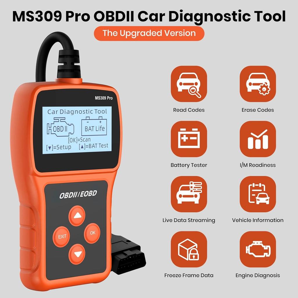MS309 Pro OBD2 сканер считыватель кодов неисправностей двигателя автомобиля CAN диагностический сканер автоматический индикатор проверки двигателя диагностический сканер автомобиля