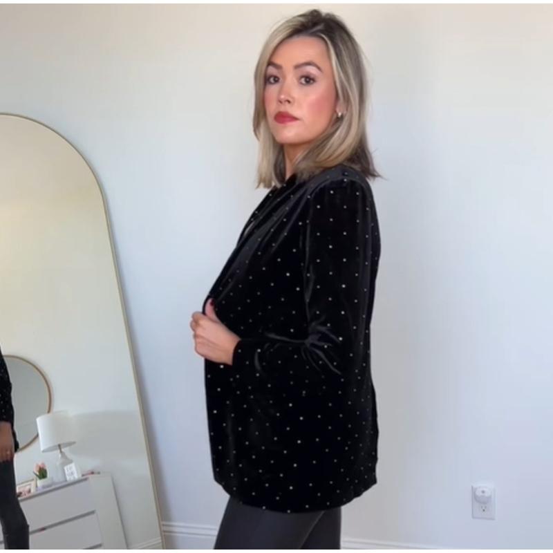 Женский бархатный пиджак Diamond, модный тонкий пиджак с длинными рукавами, женский повседневный пиджак 2025 года, блестящий офисный женский уличный стиль