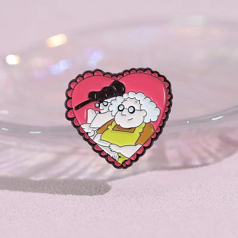 Comedy Anime Enamel Pin Custom Cartoon Character Heart Shape Metal Brooches Lapel Backpack Badge Jewelry Gift For Kids Friends