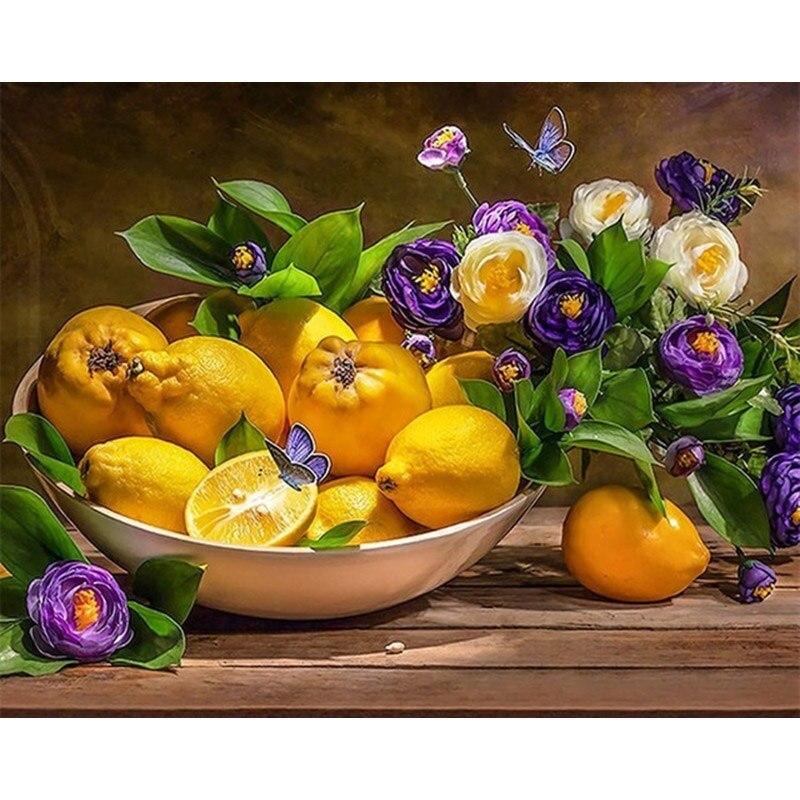 DIY 5D алмазная живопись фрукты Алмазная вышивка полная круглая дрель мозаичная картина горный хрусталь вышивка крестом кухонная стена домашний декор