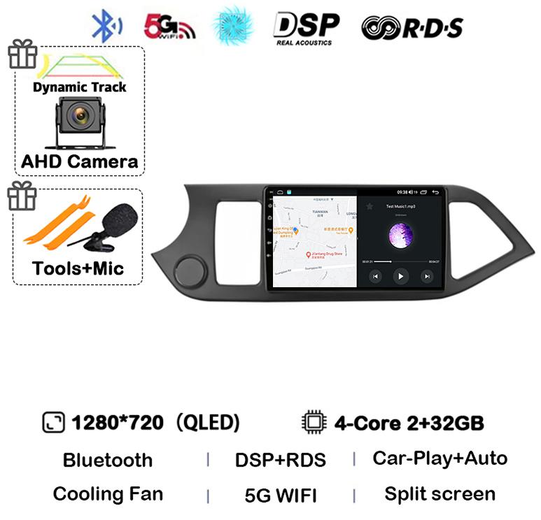 Android 14 Carplay Auto For KIA PICANTO Morning 2011 2012 2013 2014 2015 2016 Multimedia Car Radio Navigation Player WIFI+4G DSP