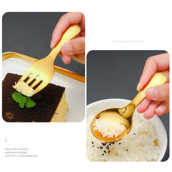 2 шт./компл. из нержавеющей стали, детская ложка, набор вилок с короткой ручкой, зеркальная полировка, мини-мороженое, десерт, чай, суп, ложка, набор вилок, кухонные столовые приборы, посуда