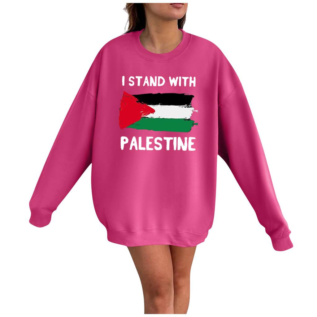 Женская мода Свободный повседневный пуловер с длинным рукавом с принтом Толстовка Топ