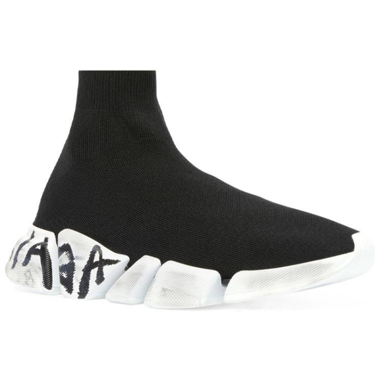 Balenciaga Speed 2.0 Граффити Переработанный Трикотаж Черный Женский 617196W2DD41091