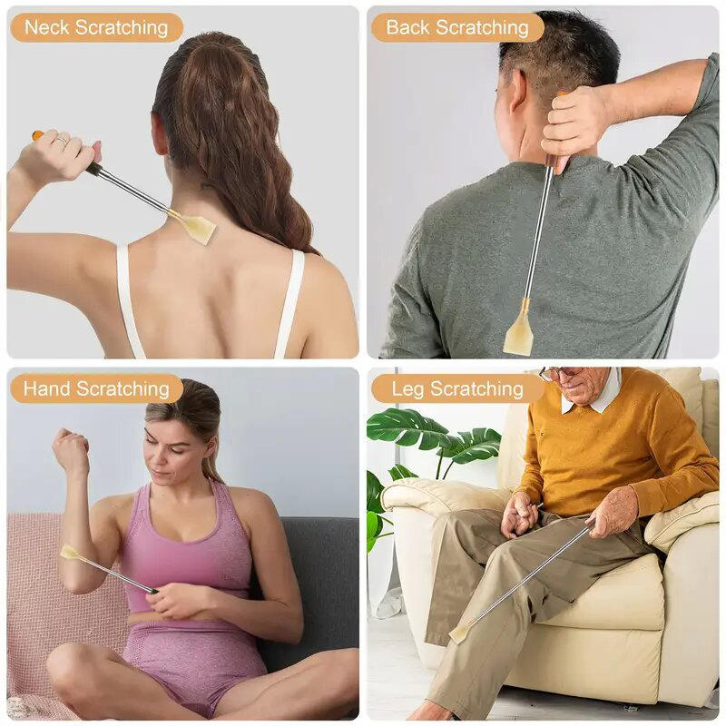 Выдвижная палка-царапка из нержавеющей стали позади чесалки Itch Stopper