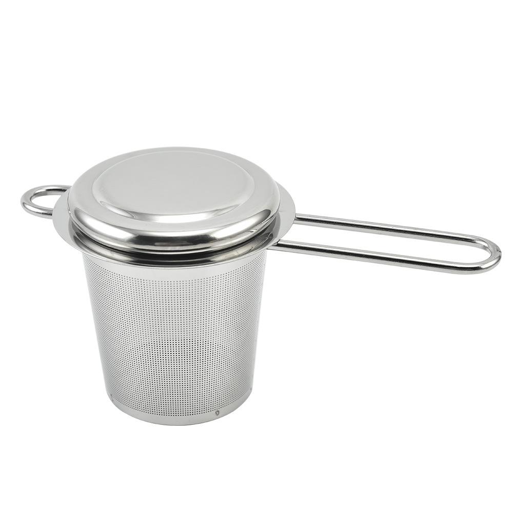 Складные ручки для заваривания чая, подвесное ситечко, нержавеющая сталь, двойной заварочный чайник, фильтр для специй с крышкой, кухонные принадлежности