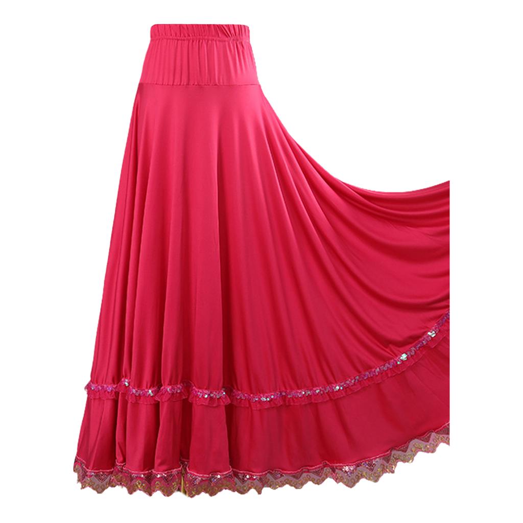 Элегантная юбка для выступлений для женщин: Легкий дизайн по всей окружности с эластичной талией и кружевной отделкой, идеально подходит для сцены и соревнований