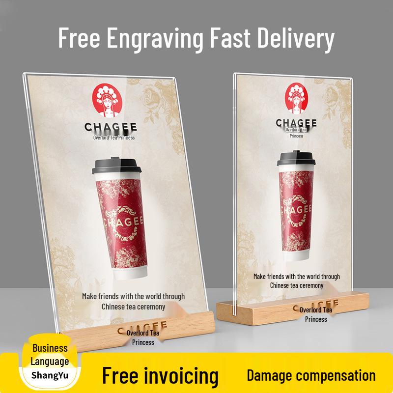 Acrylic A4 Menu Display Stand for Coffee & Milk Tea Shops