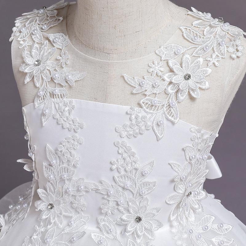 Платье для девочки-цветочницы на свадьбу, детское, из тюля, длинное платье принцессы, платья для танцев для папы и дочери, кружевные вышитые платья для девочек