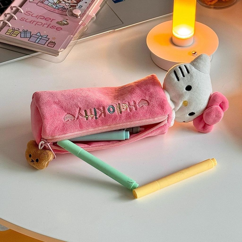 Hello Kitty Kawaii Pen Pouch With Spacious Interior For Girls And Office Supplies