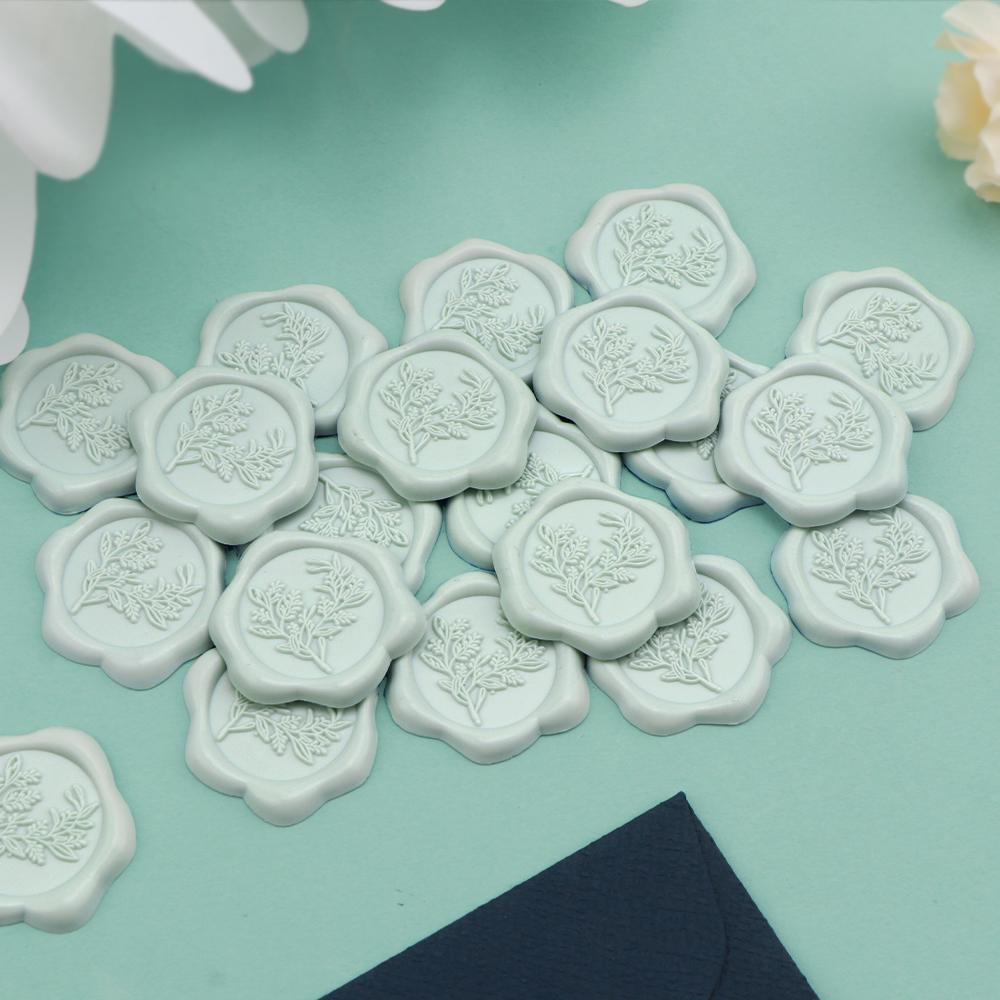 25pcs Mint Green Wax Seal Stamp Stickers - Eucalyptus Wedding Invitation Envelope Seal Stickers, Self- Adhesive Stickers Perfect