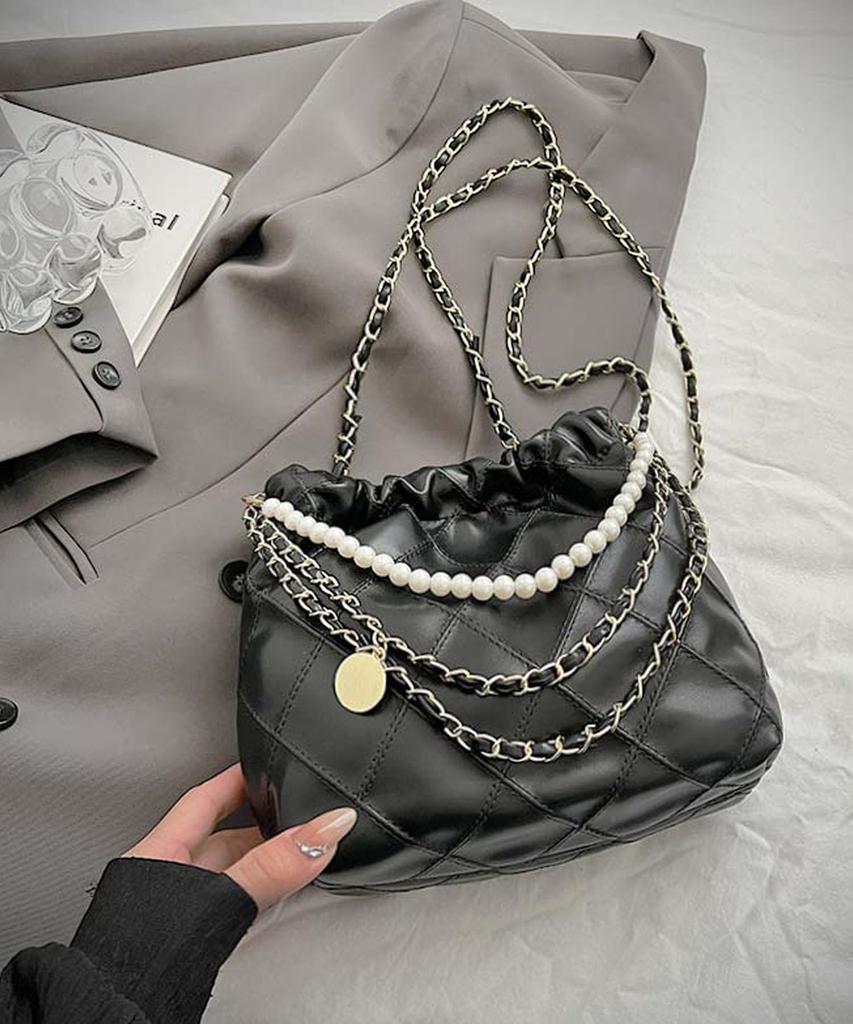ACROSS Korean Fashion Women's Pearl Chain Bag ko-bag02