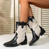Fashion Mix Color Riding Boots Women 2025 Autumn Sexy Pointed Toe Medium Heel Western Cowboy Boots Comfort Non Slip Booties