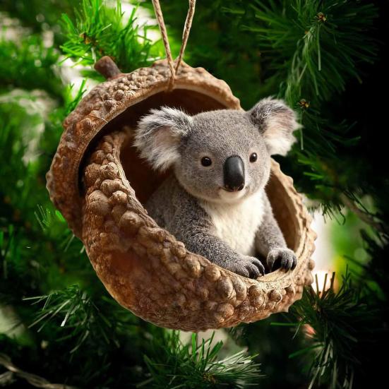 Лесные животные Желудь Подвесные украшения Акриловый декор для рождественской елки с дизайном Белки Кролика Пони 2D Плоские подвески для праздничных подарков