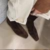 Модные туфли на плоской подошве женские ботильоны с квадратным носком модные замшевые прогулочные туфли 2024 зимние новые тенденции дизайнерское платье готические ботинки женские