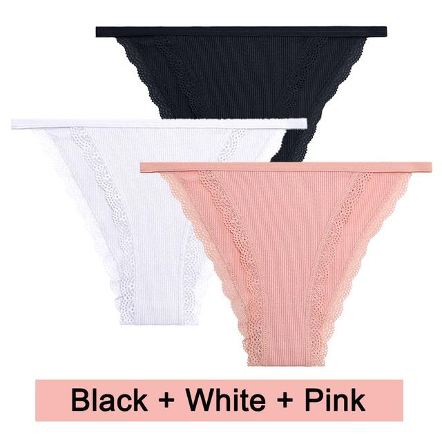 3PCS/Set Lace Women Panties Cotton Underwear Female Lingerie Sexy Panties for Female Intimates Finetoo Ladies Lace Pantys S-XL