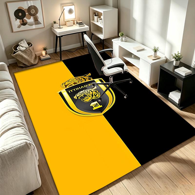 Al‑Ittihad FC A rug suitable for office chair areas living rooms and computer desks perfect for home offices and an ideal holiday gift