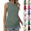 Женская верхняя однотонная свободная футболка без рукавов с круглым вырезом