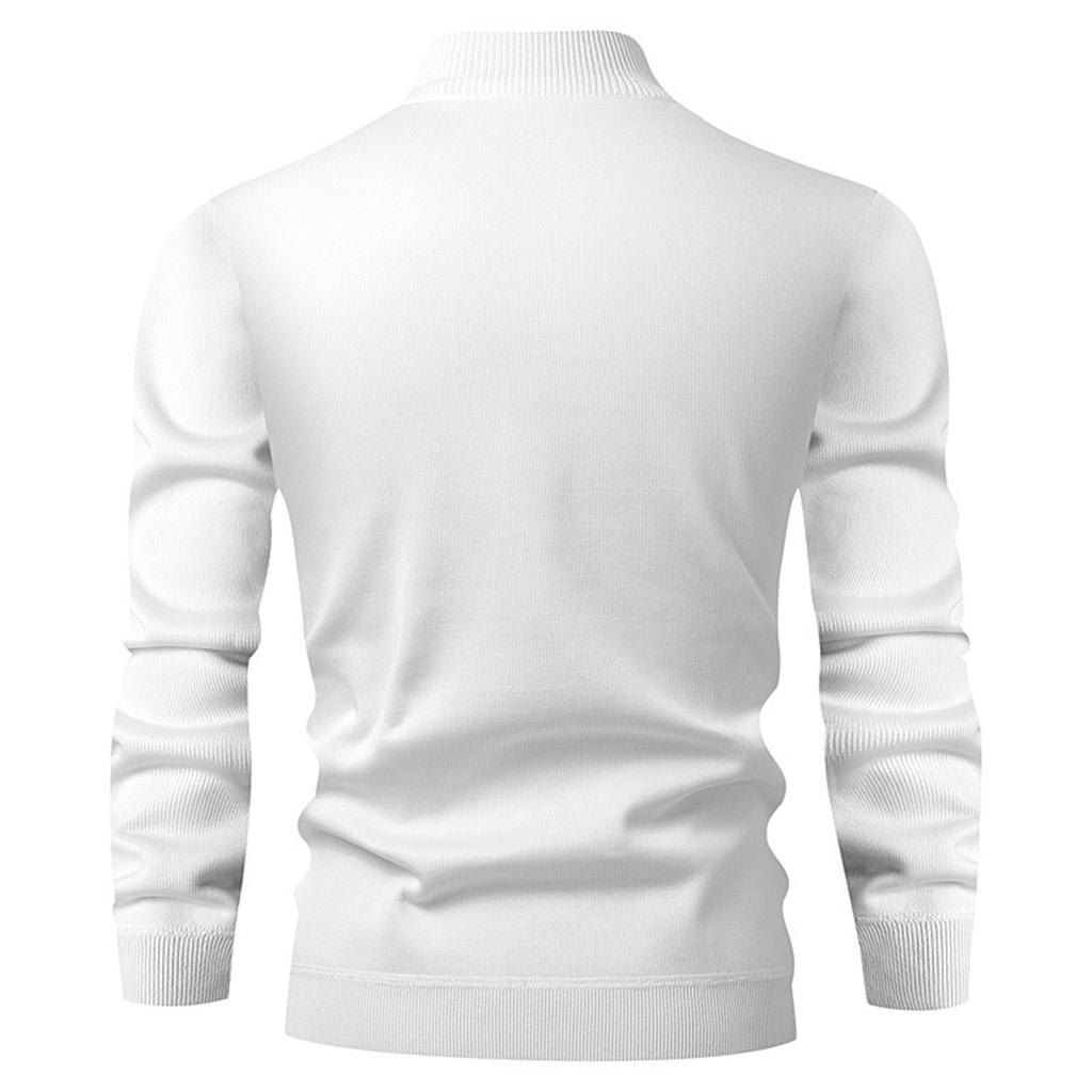 Men's Half Turtleneck Slim Fit Pullover Plus Velvet Long Sleeve Color Sweater Men's Warm Knitted Sweater