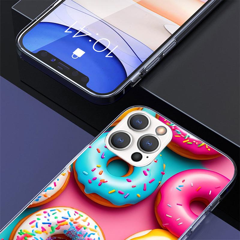 Чехол для телефона Macaron Ice Cream Cake Doughnut для iPhone 17 Air 16 Pro Max 16E 15 + 14 Plus 11 12 13 Mini 7 8 SE Подарочная печатная крышка F