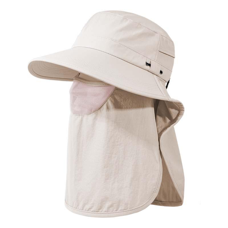 Summer Full Protection Sunshade Sunscreen Cap Big Eaves UV Protection Bucket Hat Women's Face Protection Removable Cycling Basin Cap
