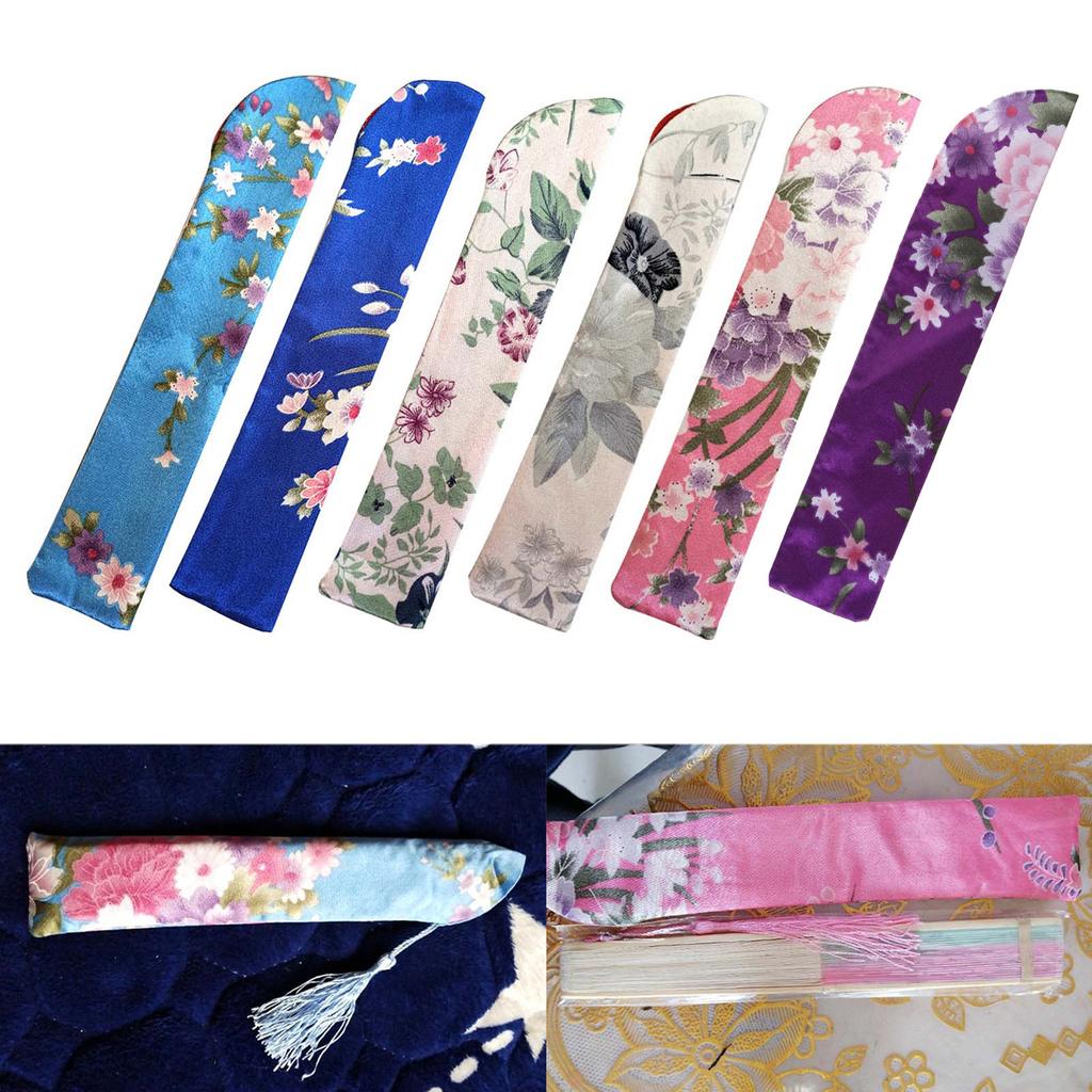 Упаковка из 5 складных шелковых сумок для хранения вееров, китайский чехол для веера, винтажный карман для цветов, защитный чехол для веера